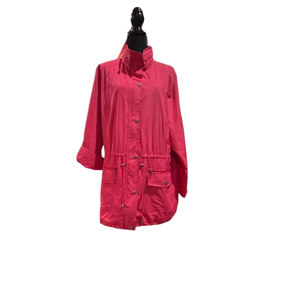Style & Co Hot Pink Spring Jacket with hood that folds in to zippered collar. XL - Picture 4 of 9